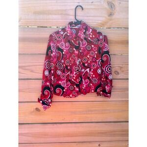 Mary-Kate and Ashley Y2K Red Psychedelic Floral Button Down Shirt Large 10/12